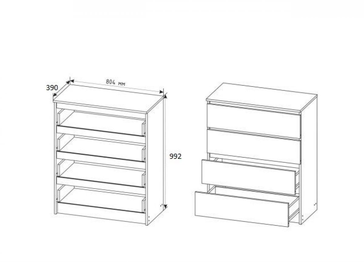 МОРИ МК804 (МК800.4) Комод 4 ящ. (белый) | фото 2