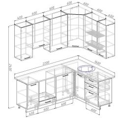 Кухонный гарнитур угловой Графика 2200х1600 (Стол. 38мм) | фото 2